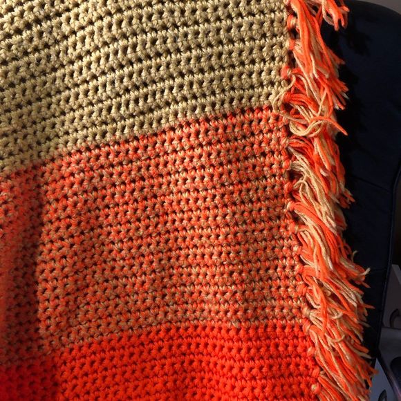 Vintage & Colorful Handmade Crocheted Blanket, 48”x60” - Picture 2 of 4